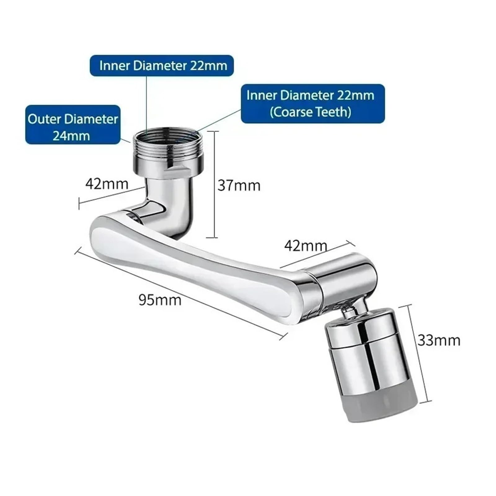 Universale 1080 ° rotante rubinetto estensore testa spruzzatore cucina robot braccio estensione rubinetto aeratore miscelatore gorgogliatore acqua rubinetto ugello con 2 modalità (1080 doppia modalità
