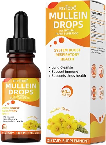 Mullein Drops – 60ml – Natural Mullein Leaf Extract for Respiratory Health, Lung Cleanse & Immune Support – Vegan, Non-GMO, Sugar-Free