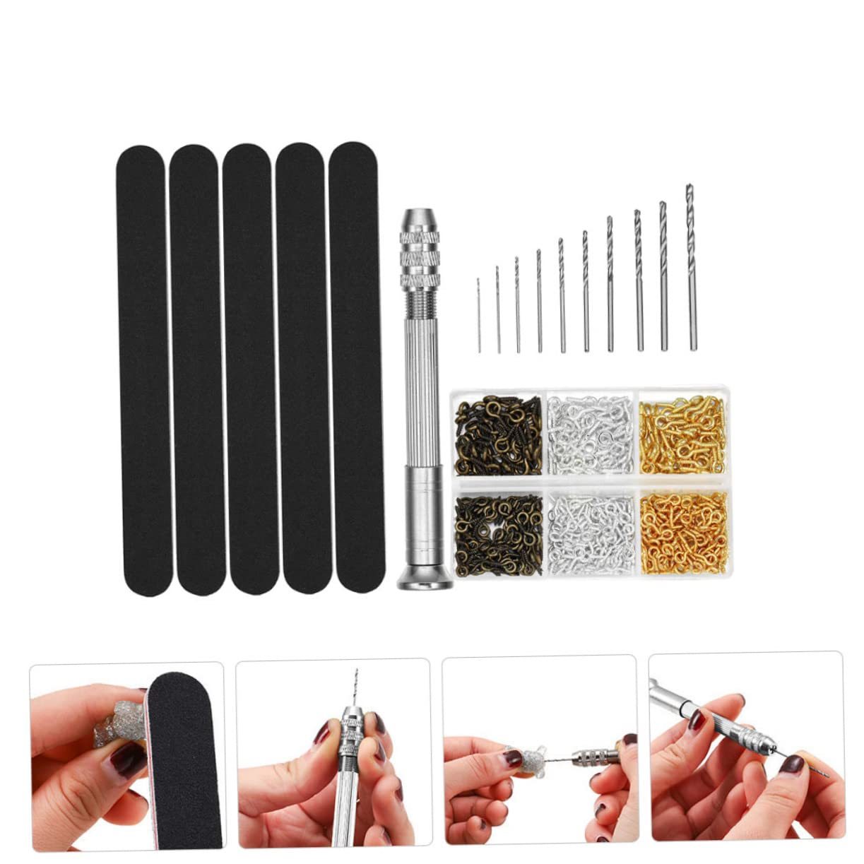HOMOCONO Eyelet Screw Pin Set 1 Set Resin Drill Tools Mini Drill Bits for Diy Jewelry