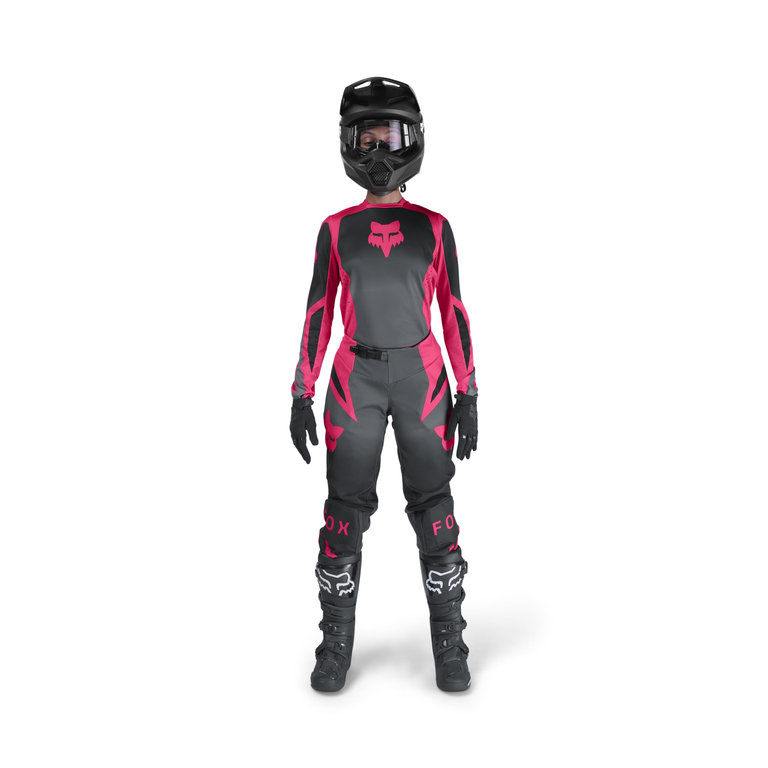 Fox Racing 180 Shield Motocross Dirt Bike Jersey para Mujer, Negro/Rosa, Talla S