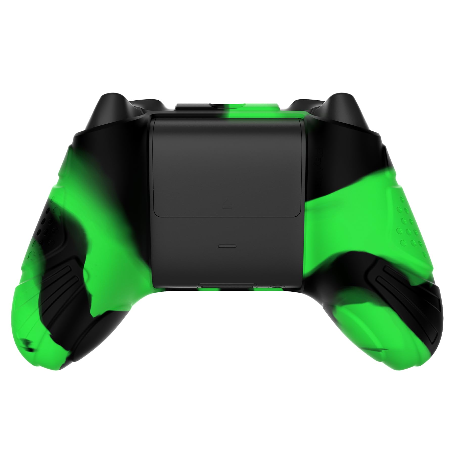 eXtremeRate PlayVital Funda de Silicona para Xbox Series X/S - Protector Antideslizante de Tacto Suave con 2 Tapas de Joystick, Material Duradero, Protección Completa - Edición Guardian (Verde Negro)