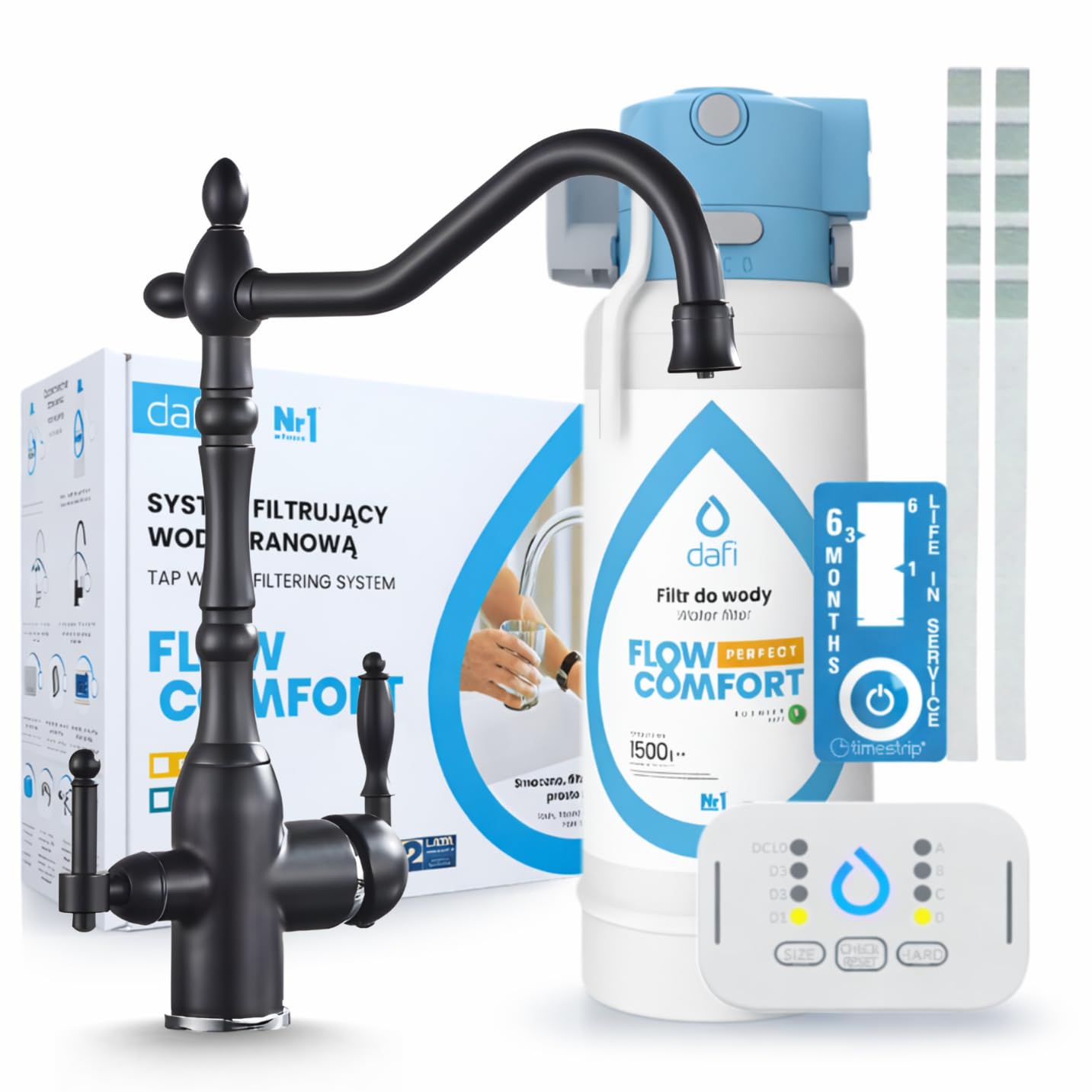 Rubinetto da cucina a 3 vie retrò Flow Comfort D1, nero