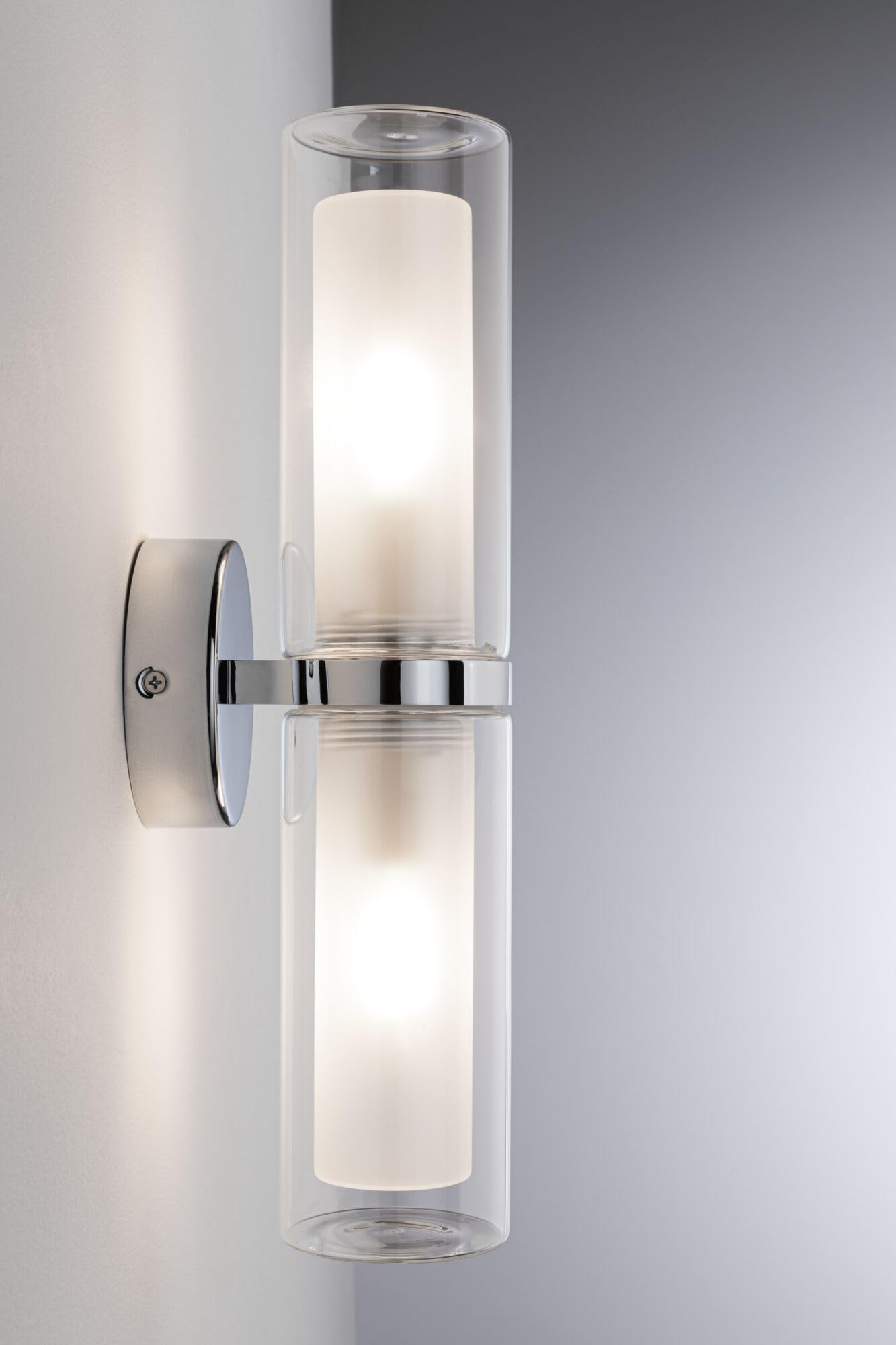 Paulmann 71077 Aplique Selection Bathroom Luena IP44 E14 230V máx. 2x20W regulable cromo, cristal, luminaria de baño, luminaria de baño de dos llamas