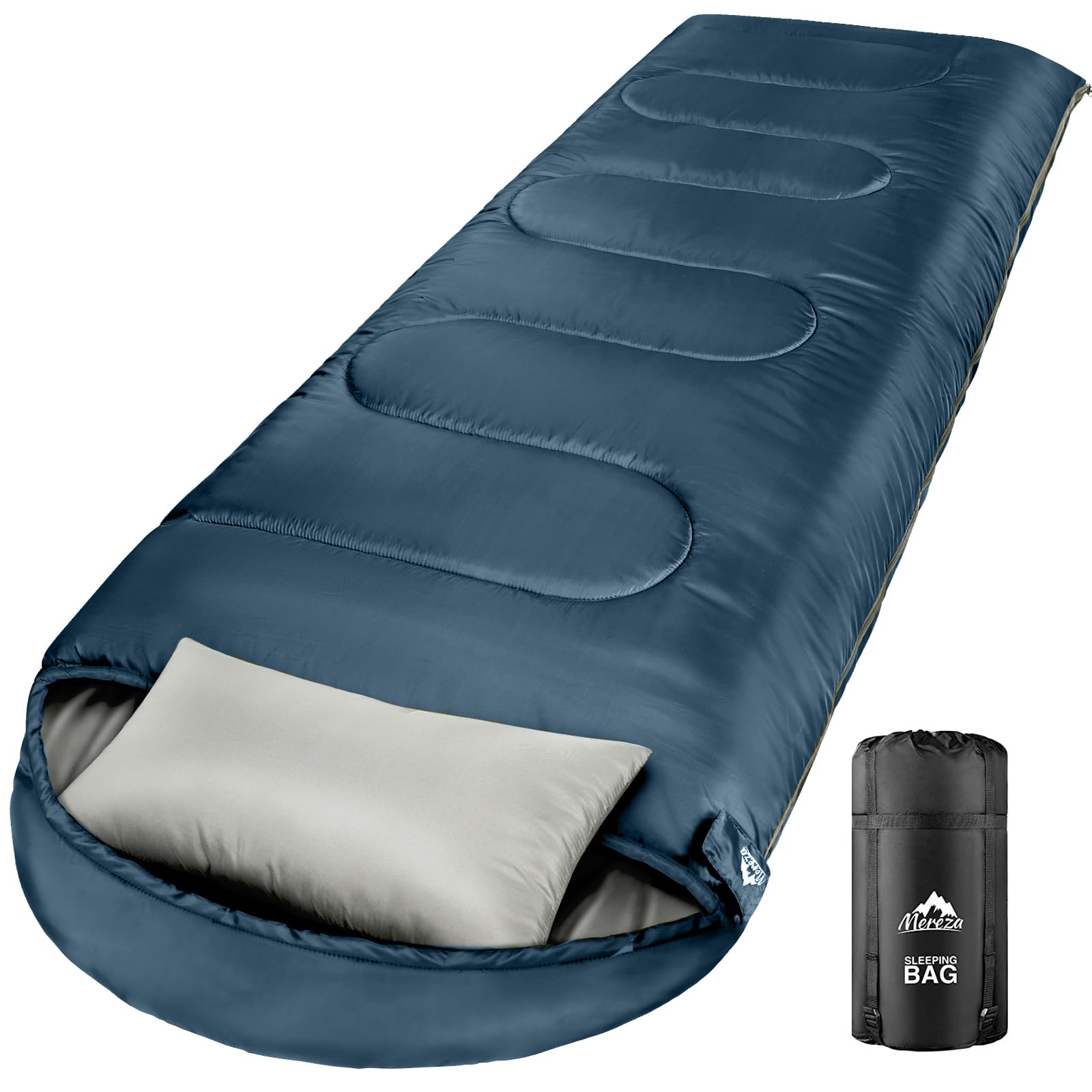 MEREZA 0 Degree Winter Sleeping Bag for Adults Kids with Pillow, Cold Weather Sleeping Bag for 4 Season Camping Hiking Backpacking Sleeping Bags for Big and Tall