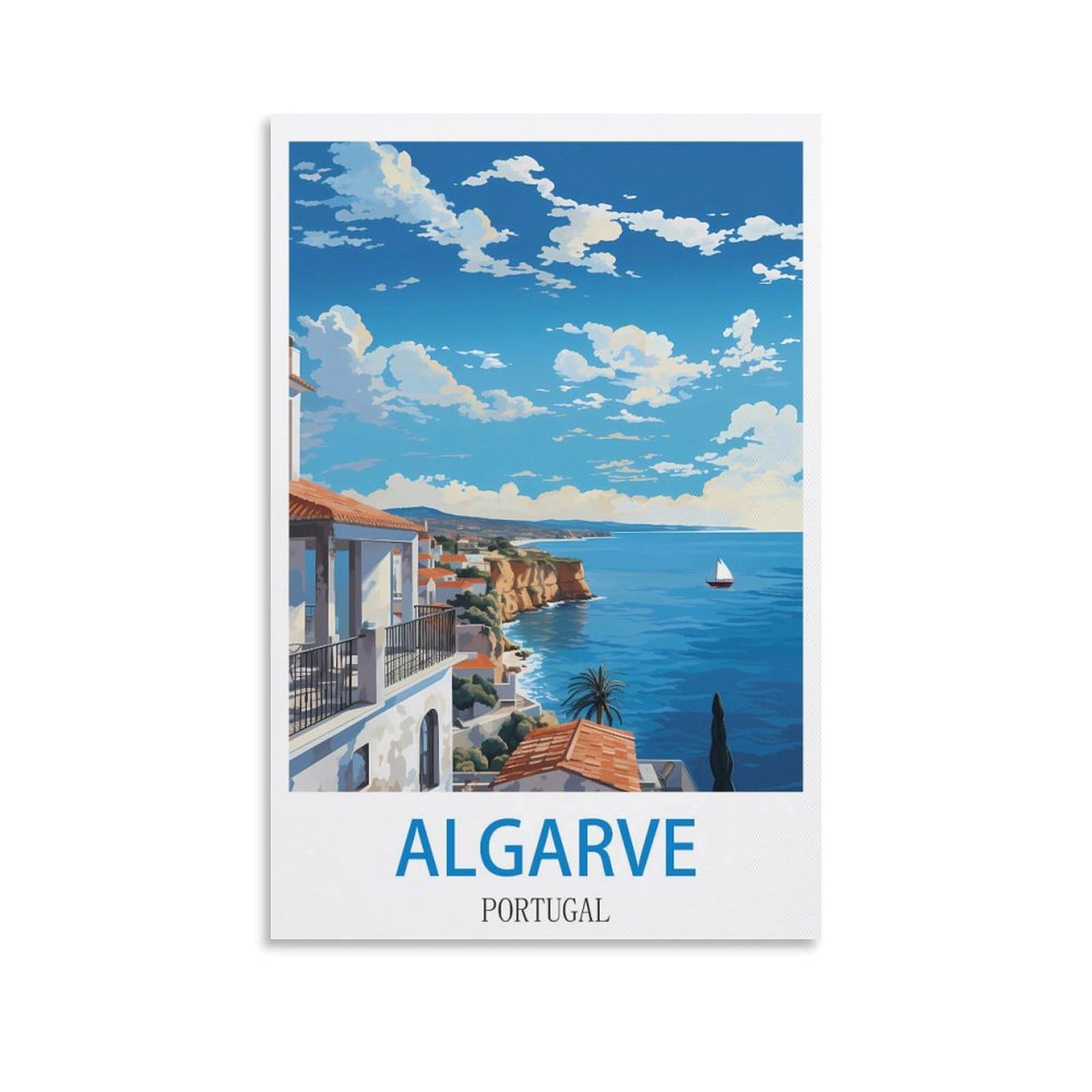 Ndoud Unframe-Style Algarve Portugal Vintage Travel Posters 12X18inch(30X45cm) Wall Art Picture Print Canvas Painting For Living Room Home Decor