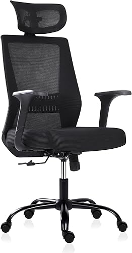 Silla de oficina de malla, sillas de escritorio de oficina en casa con ruedas y patas de acero, silla de computadora con respaldo alto con