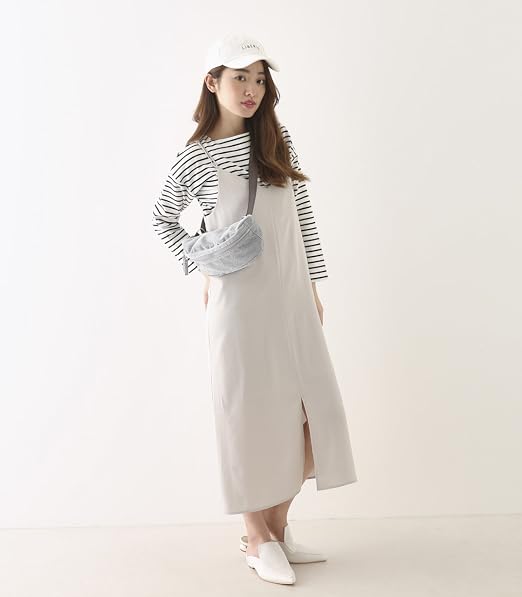 Amazon Co Jp アヴァンリリィ Avan Lily ストレッチサテンスリットキャミワンピ 180bs133 0860 Free ライトグレー 服 ファッション小物