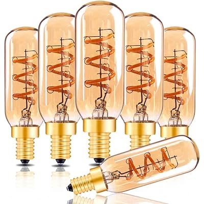 Dimmable E12 Amber Light Bulbs 25Watt, 3W Edison Antique Filament Spiral LED Bulbs 2200K Warm White,Low Wattage Filament Candelabra Decorative Light Bulb,CRI 90+,110-130V, 6Pack