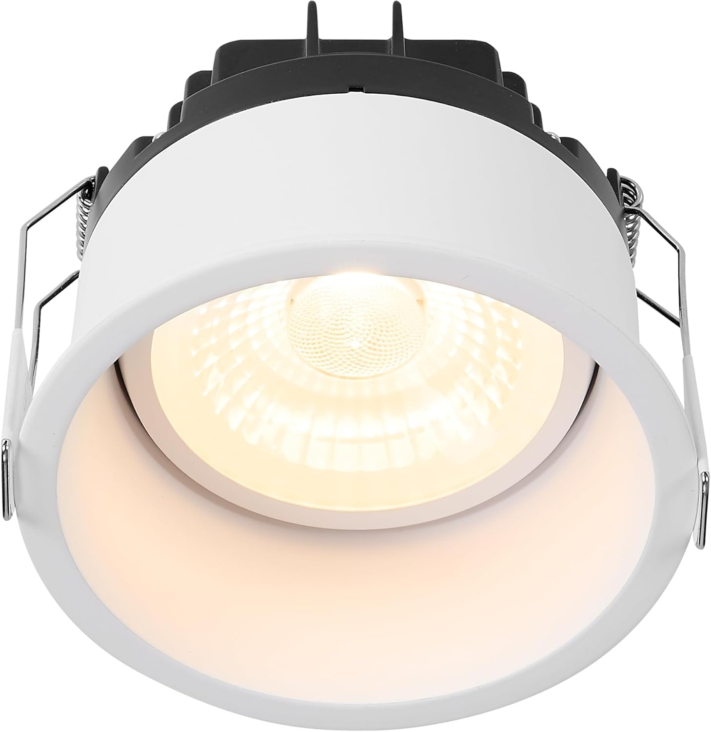 Maxxima 4" 5 CCT Adjustable Slim Recessed LED Regressed Eyeball Gimbal Downlight 1100 Lumens Color Select 2700K/3000K/3500K/4000K/5000K, 360° Rotation 30° Tilt Dimmable Canless IC Rated, White Trim