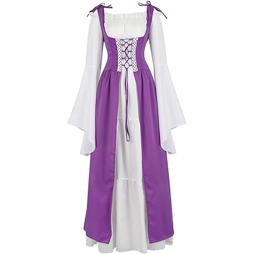 Renaissance Dresses for Women Medieval Costume Irish Long Over Dress Victorian Vintage Halloween