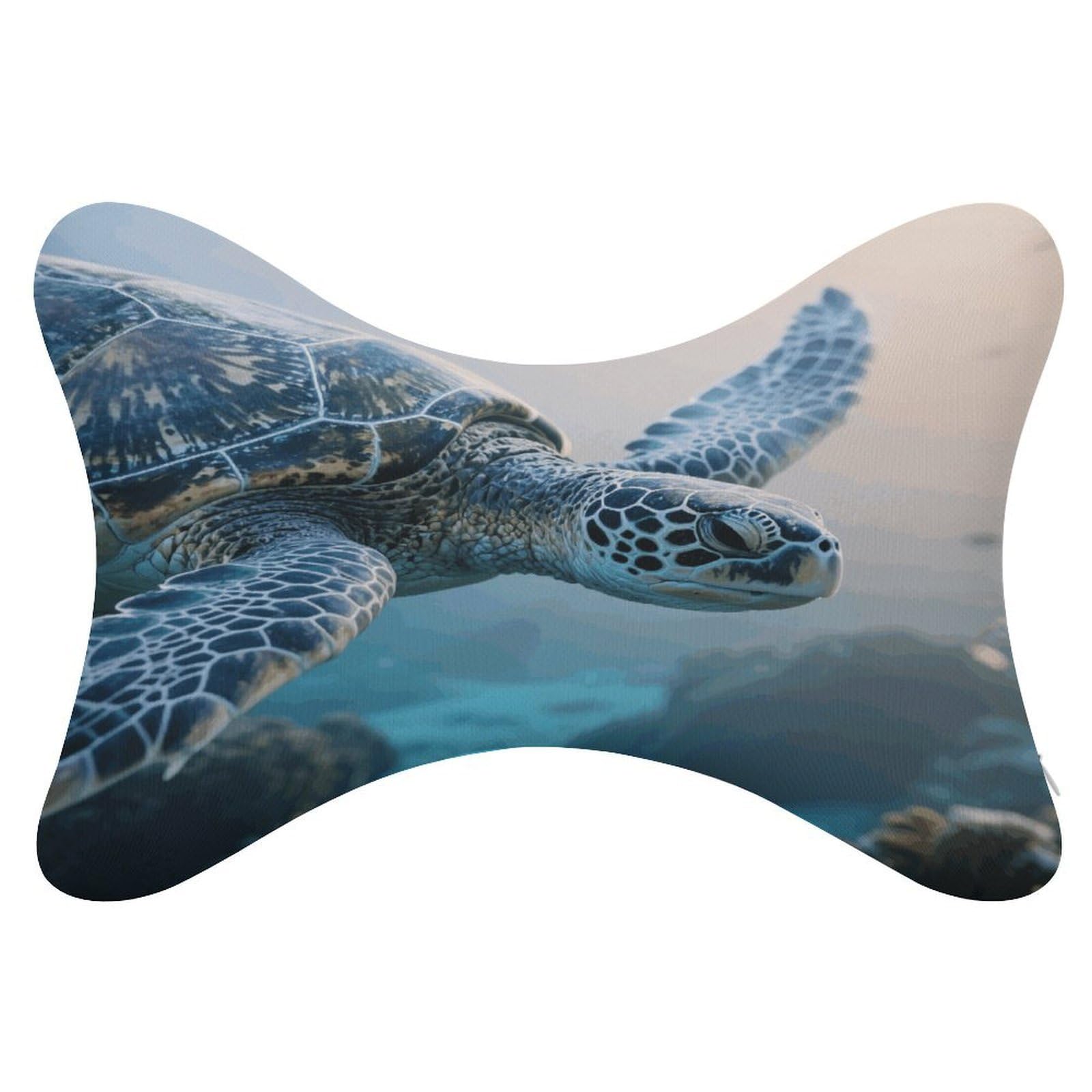 VstaDank Blue Sea Turtle Car Pillow Soft Car Neck Pillow Breathable Dog Bone Shaped Travel Neck Pillows Washable Removable All-Season Universal Cars Head Rest Pillows