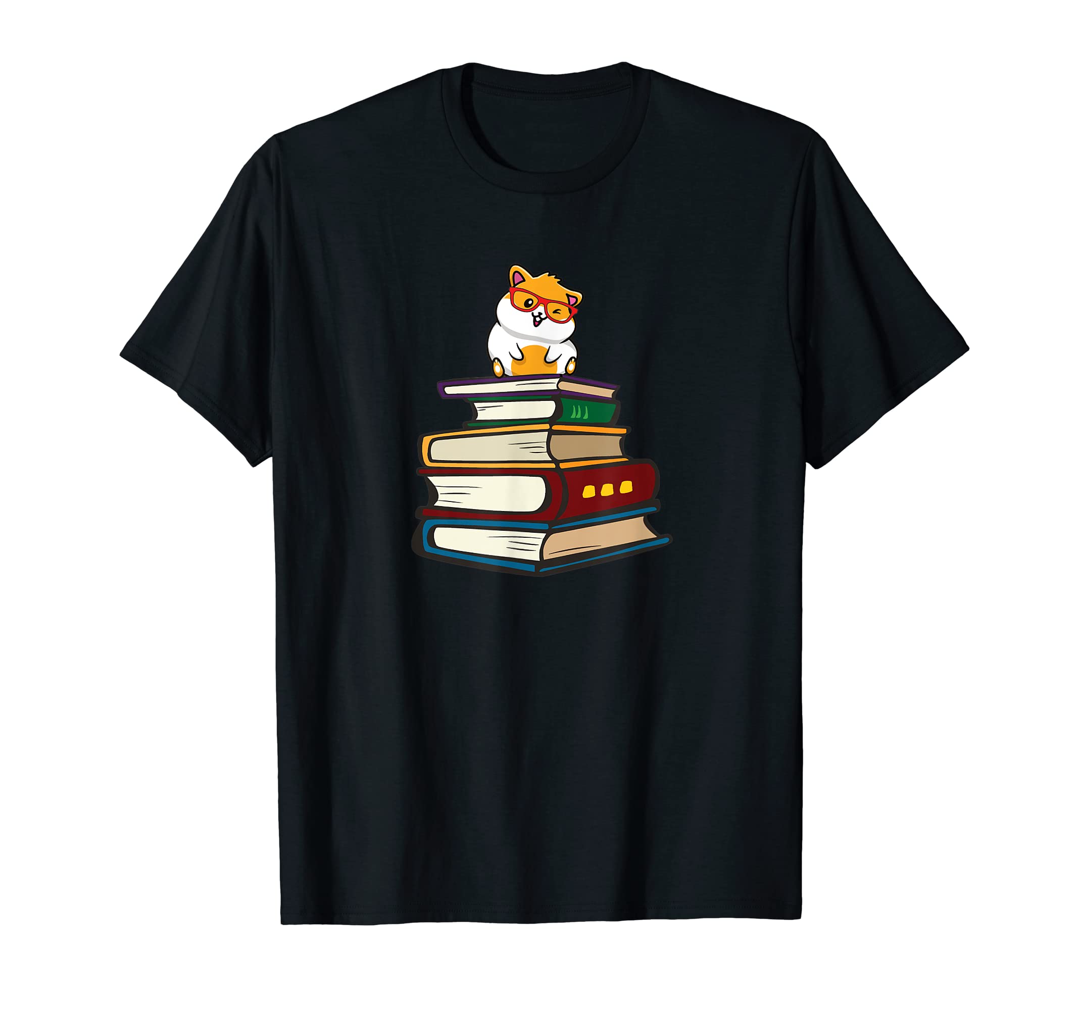 Cute Pet Hammy Gifts Graphic Tee Shirts & HoodiesCute Funny Hipster Glasses Read Books Hamster Lover T-ShirtOEKO-TEX STANDARD 100