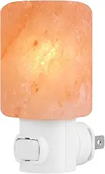 Syntus Lâmpada de sal do Himalaia Luz de sal de cristal natural com brilho de luz noturna esculpida à mão, plugue listado pela UL para iluminação, decoração e purificação de ar