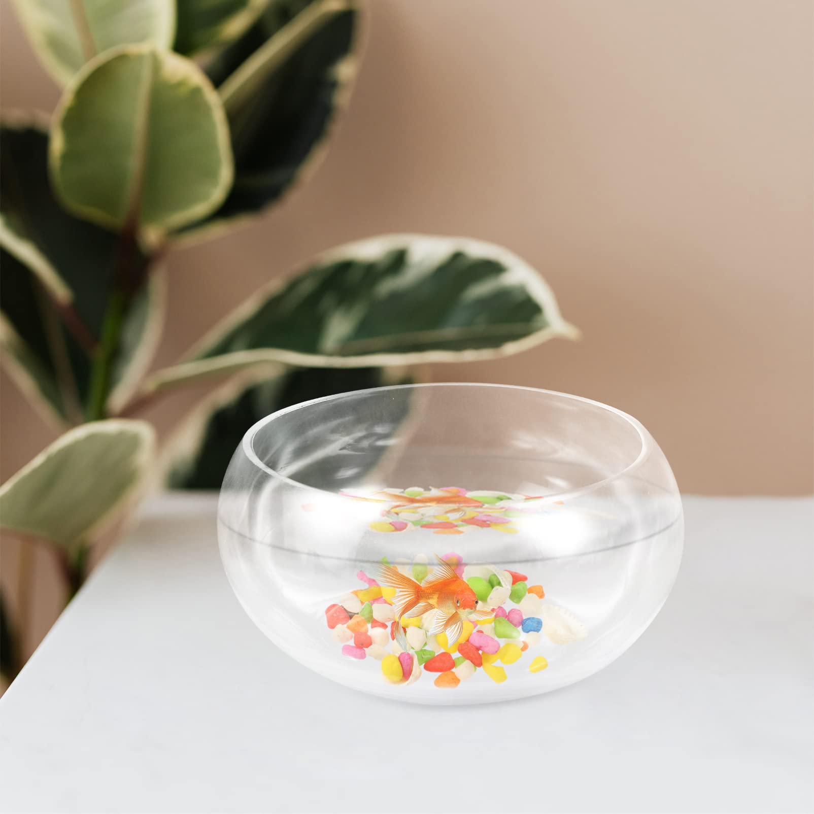 PATKAW Bocal Rond en Verre Aquarium Vase en Verre Bol Rond Terrarium Bocal À en Verre Et Aquarium De Roche Bureau Décoratif Bocal À Poisson Rouge
