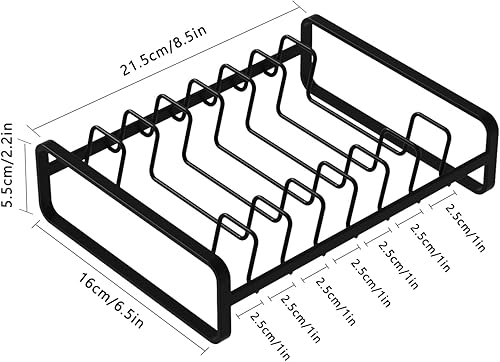 Miniatura 7 de Paquete de 2 soportes organizadores de platos con 8 ranuras verticales para gabinete, estantes de secado de platos, estantes organizadores de platos