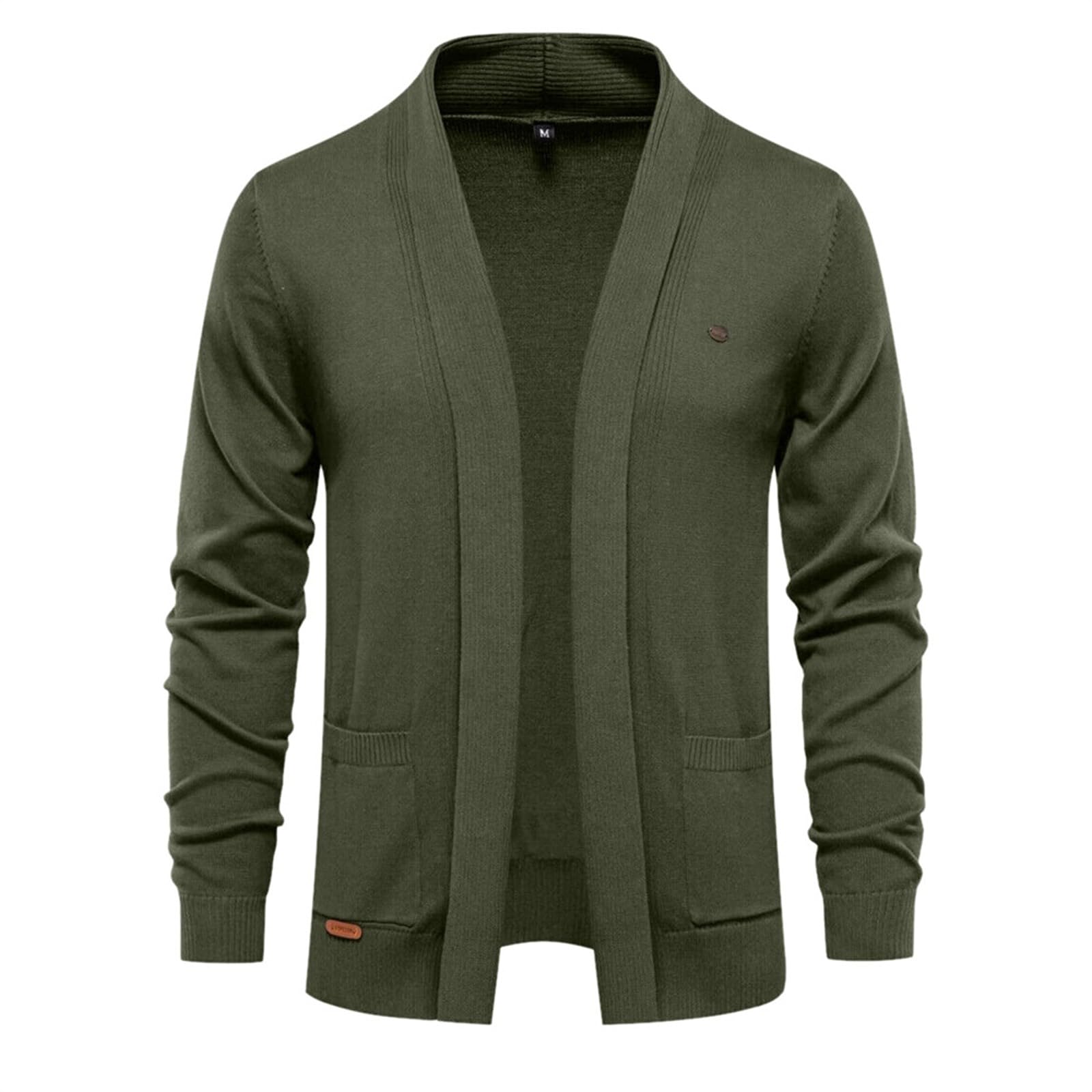 Cardigan en coton pour homme - Col châle en V - Pull en laine - Pull pour homme - Manteau chaud en tricot à manches longues - Couleur unie - Veste de survêtement moderne - Veste universitaire - Coupe