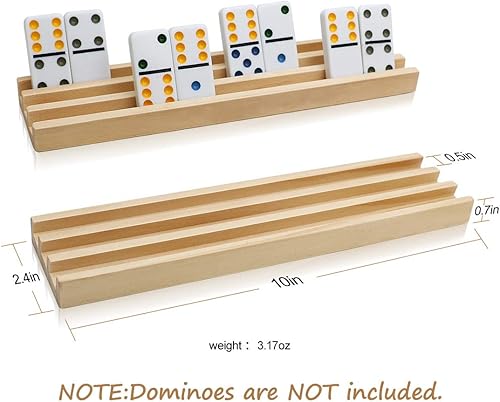 Miniatura 3 de Exqline Juego de 8 bandejas de dominó de madera de primera calidad, organizador para tren mexicano de pollo y otros juegos de dominó, dominó no