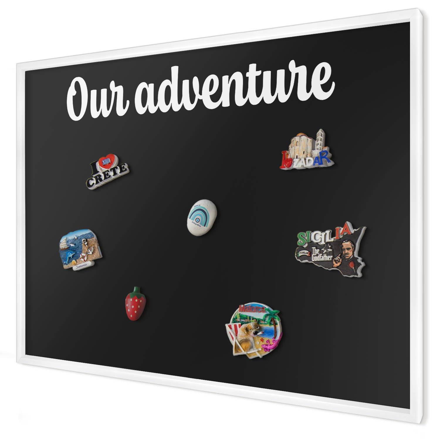 Explorer Magnetic Board 100x70 cm | White Frame | Our Adventure