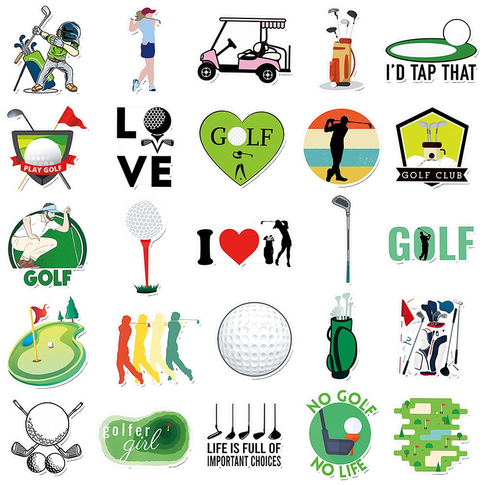 Trendy Golf Vinyl Stickers, 50 PCS Waterproof Cartoon Sport Icon Decals for Laptops Scrapbooking, Journals, Notebooks - Image 2