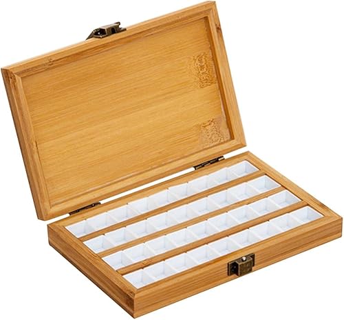 Miniatura 3 de DYNWAVE Paleta de pintura de bambú vacía portátil, paleta duradera, gouache de madera con tapa, caja de pintura de acuarela para pintores, niños,