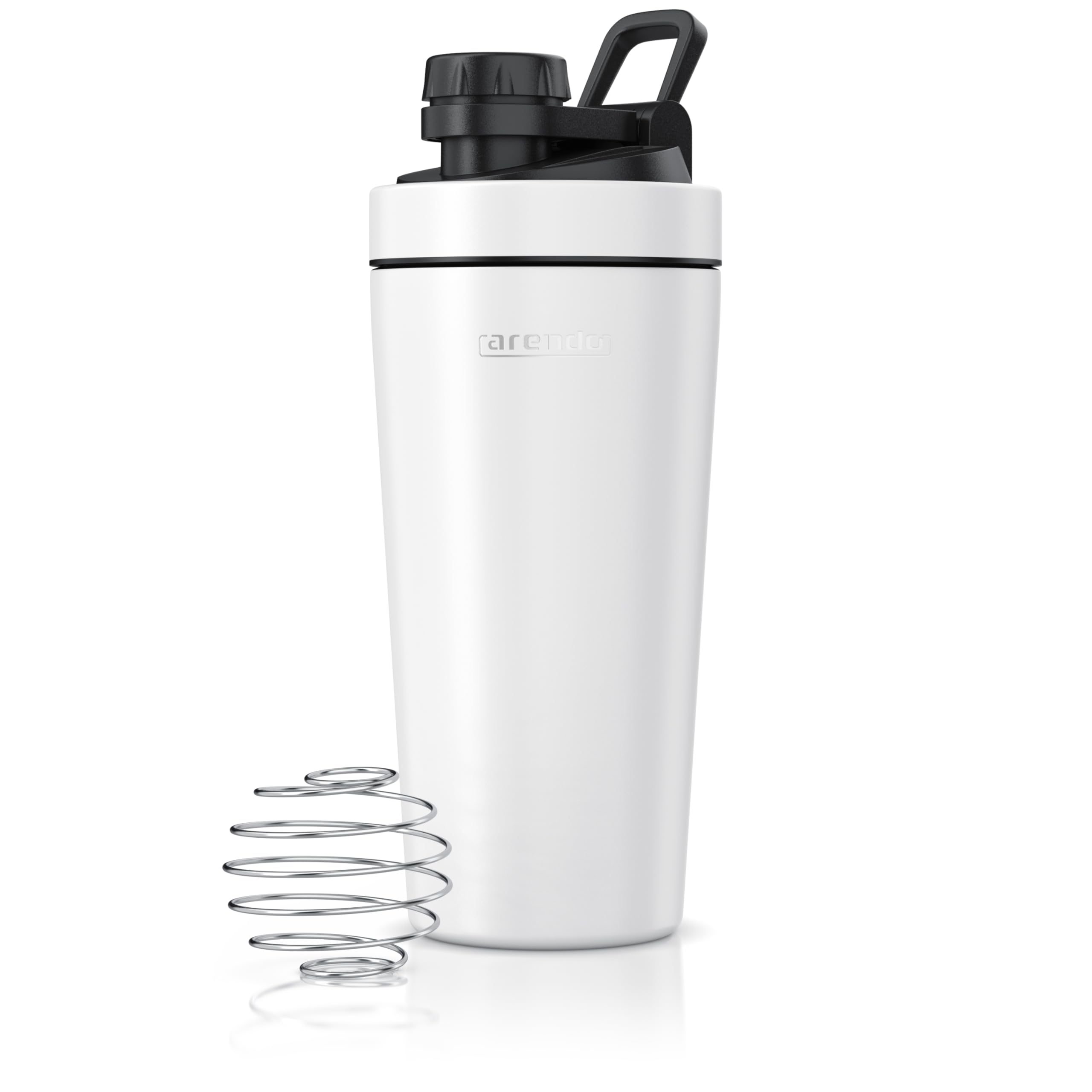 Arendo - Edelstahl Trinkflasche mit Mix kugel, 750ml, Edelstahl Mix Ball, Spülmaschinen geeignet, Edelstahl Eiweiß Shaker Protein Shaker, Proteinshaker für Freizeit Sport Fitness