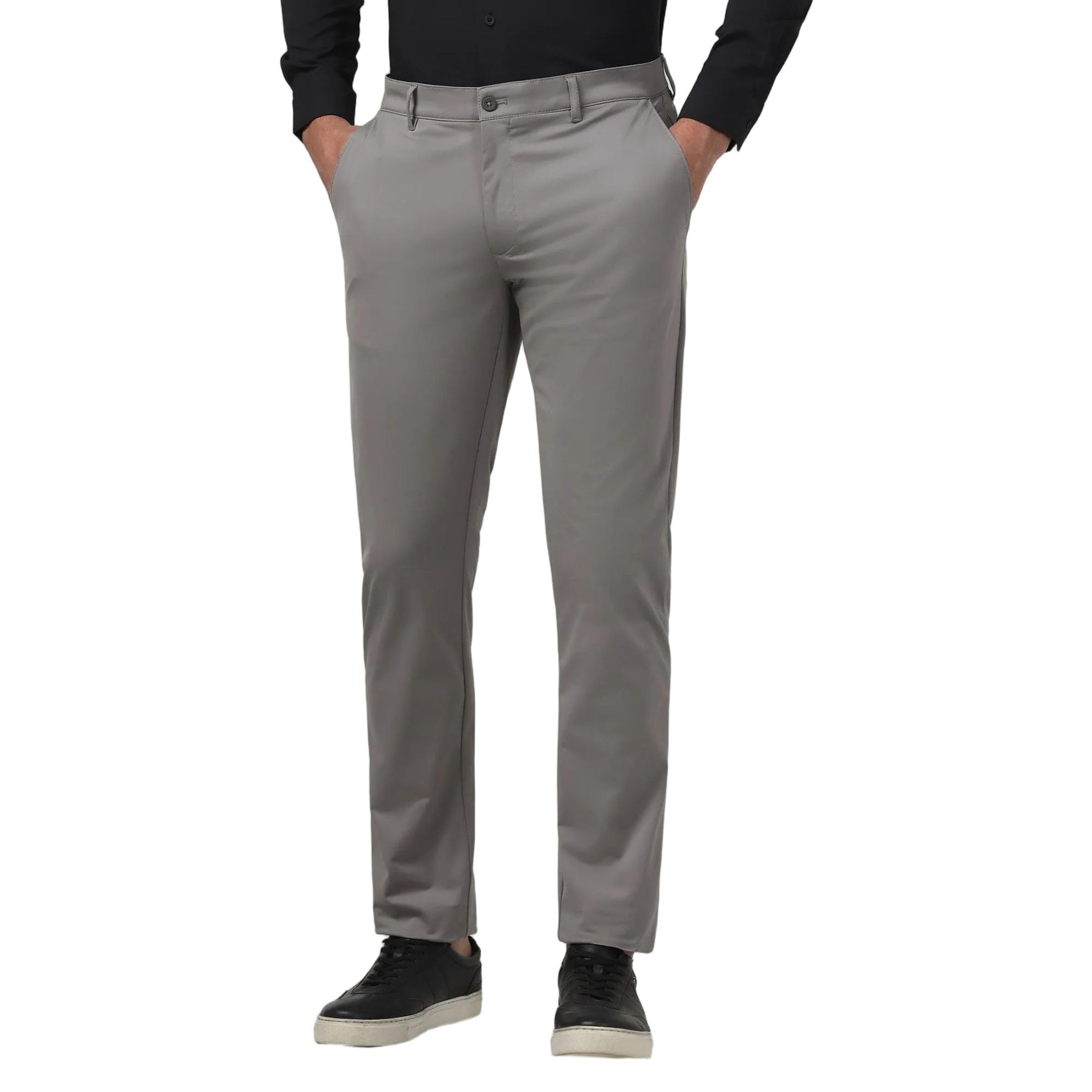blackberrys Men's Coffee Polyester Blend Solid Slim Fit Casual Trousers-picture-37