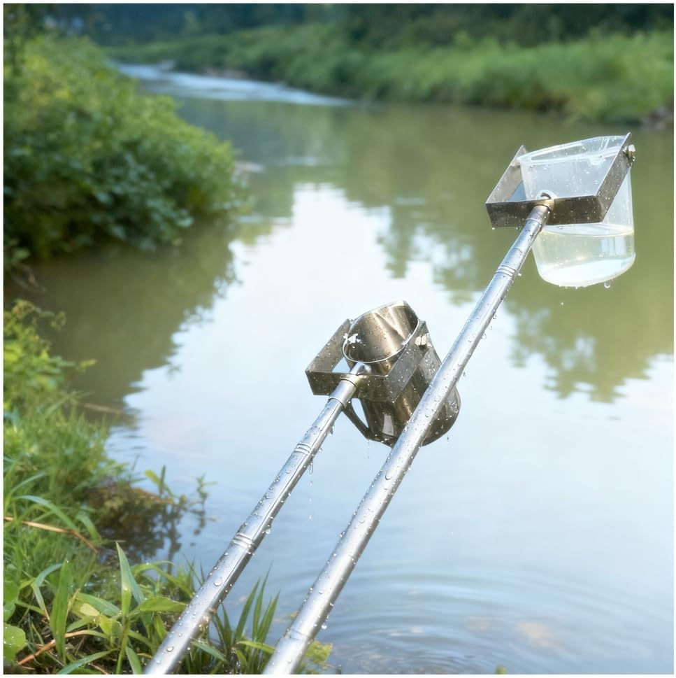 Telescopic Water Sampler with Graduated Cup,Adjustable Sampling Pole,Portable Depth Water Testing Device for Rivers Lakes Ponds,Environmental Laboratory Use,Plastic 500ml,1.49~7m