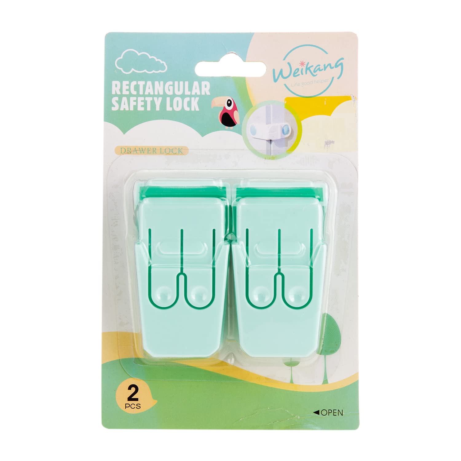 AKDC 2Pcs Rect Safety Lock Green