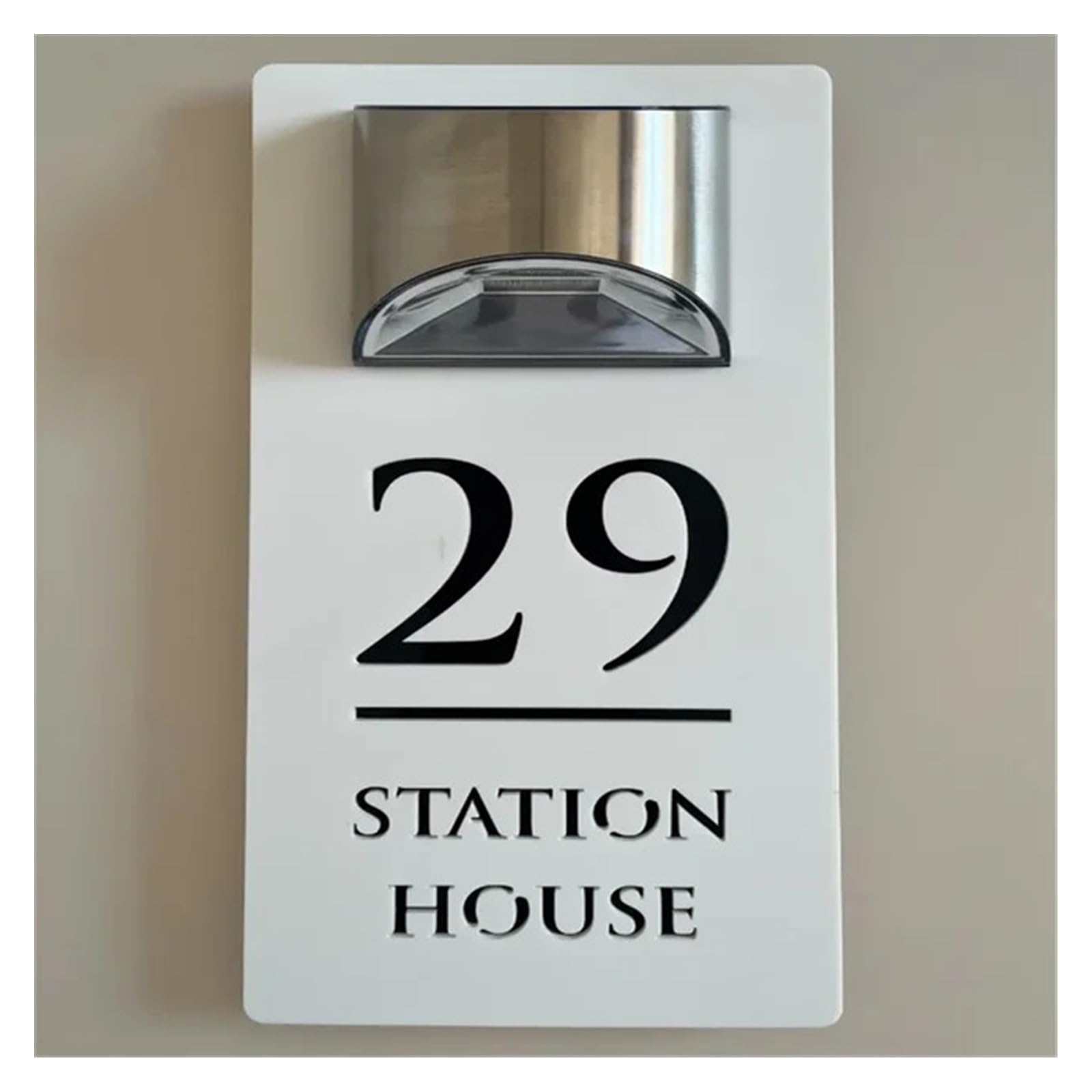 Placa de número de casa con luz solar, letrero LED personalizado para puerta, número de casa moderno para exteriores para visibilidad nocturna