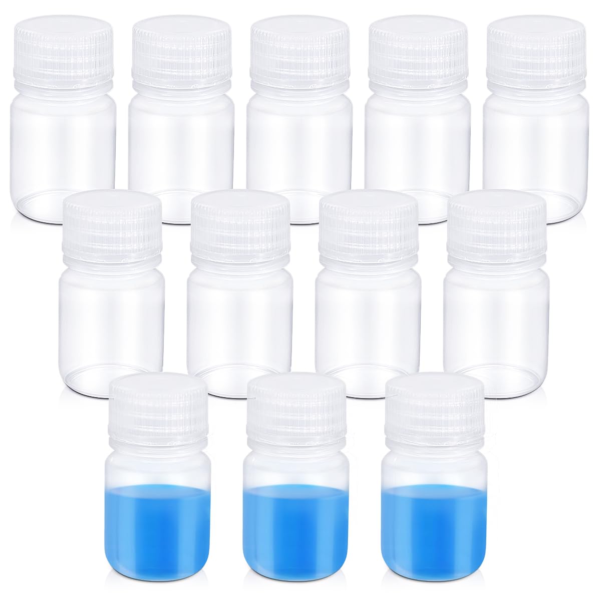 12 Pack 1 Oz Plastic Sample Bottles - 30ml Wide Mouth Leak-Proof Bottles With Caps