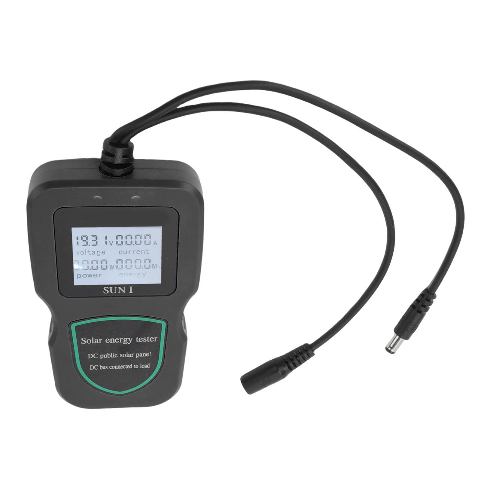 Tester per Pannelli Solari, Materiale ABS, Multimetro MPPT Ad Alta Precisione per Test di Pannelli Solari Fotovoltaici, Ampio Schermo LCD per Professionisti e Appassionati (BLACK)