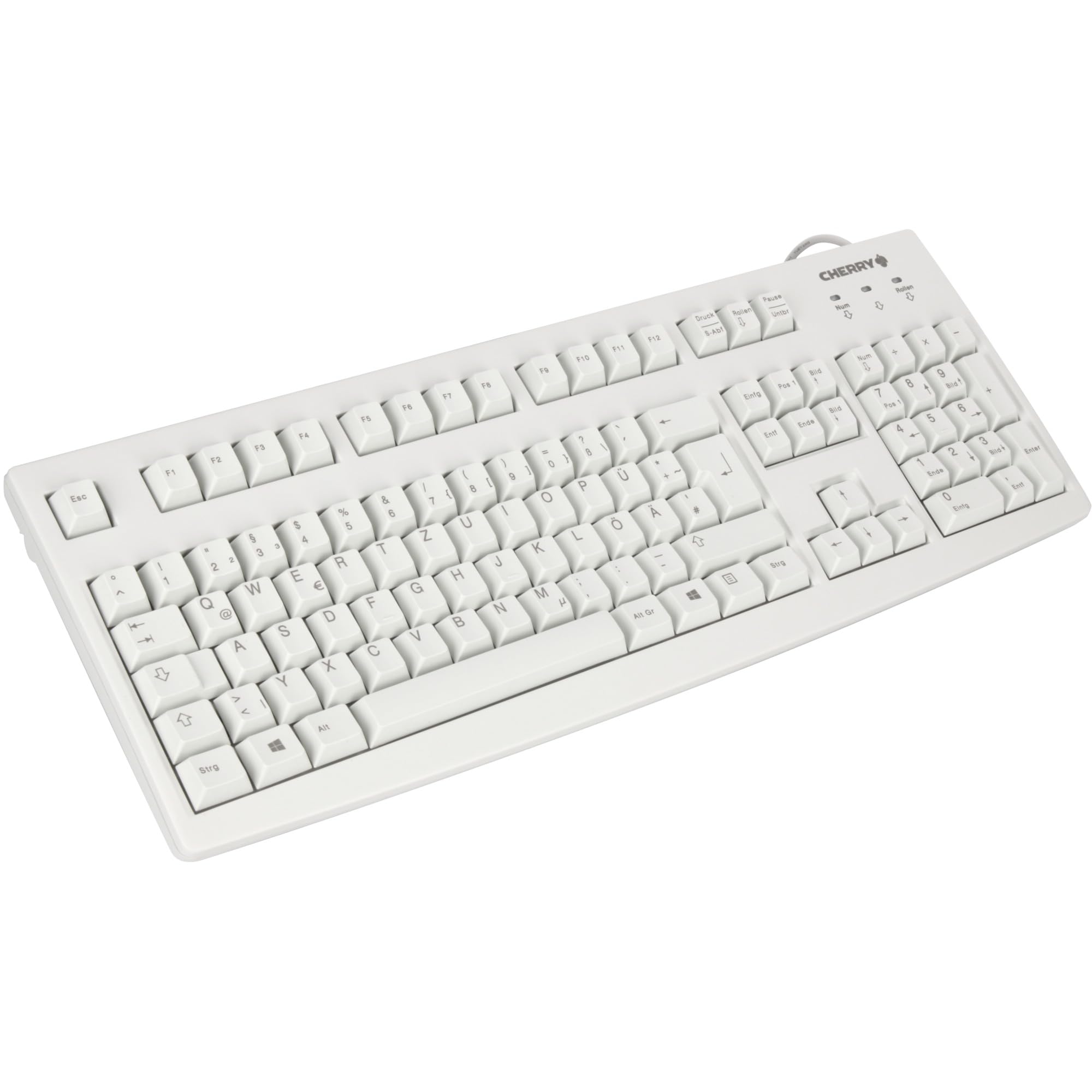 CHERRY G83-6105, Tastiera Cablata per Utilizzi in Ambienti Industriali, Layout per la Germania QWERTZ, Tasti Resistenti all'Abrasione, Facile da Pulire, Riciclabile, Grigio Chiaro