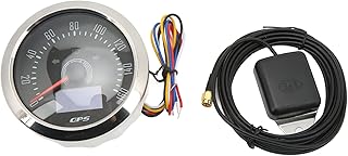 Aramox GPS Speedometer, 85mm 3 in 1 GPS Speedometer 0‑160MPH Odometer Gauge with OLED Display Mileage COG Functions 9‑32V for RV Boat Ship Car (Black Dial)