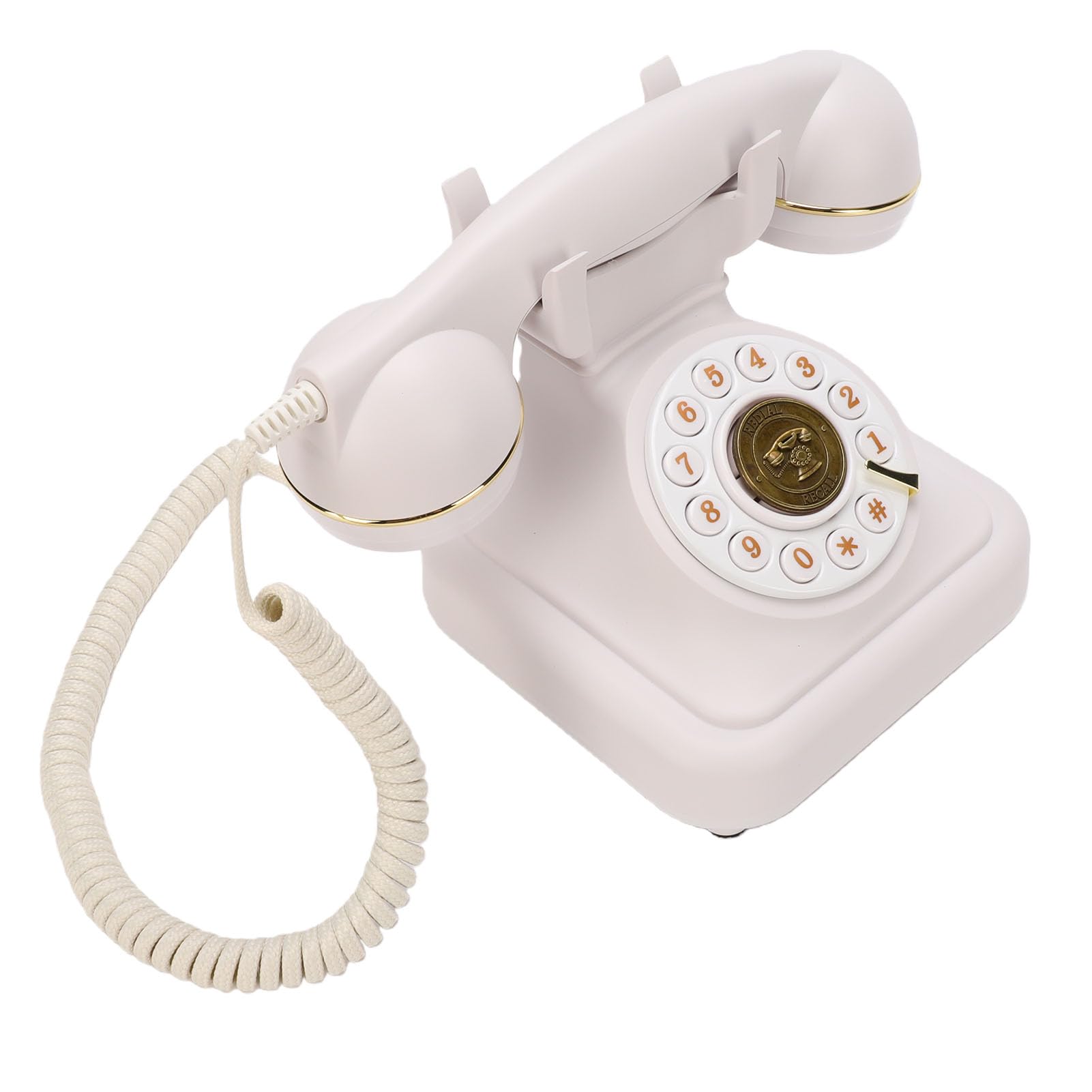 Telefono fisso Bluetooth in stile retrò, telefono wireless per smartphone con vivavoce, telefono da scrivania vintage bianco e lettore musicale, ricaricabile tramite USB