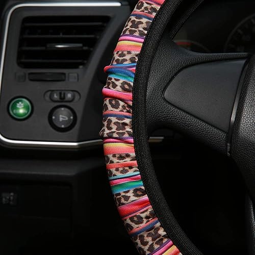 Miniatura 3 de Ajltpa - Funda de neopreno para volante de automóvil, antideslizante, absorbe el sudor, diseño de cactus, girasol, leopardo., Leopard