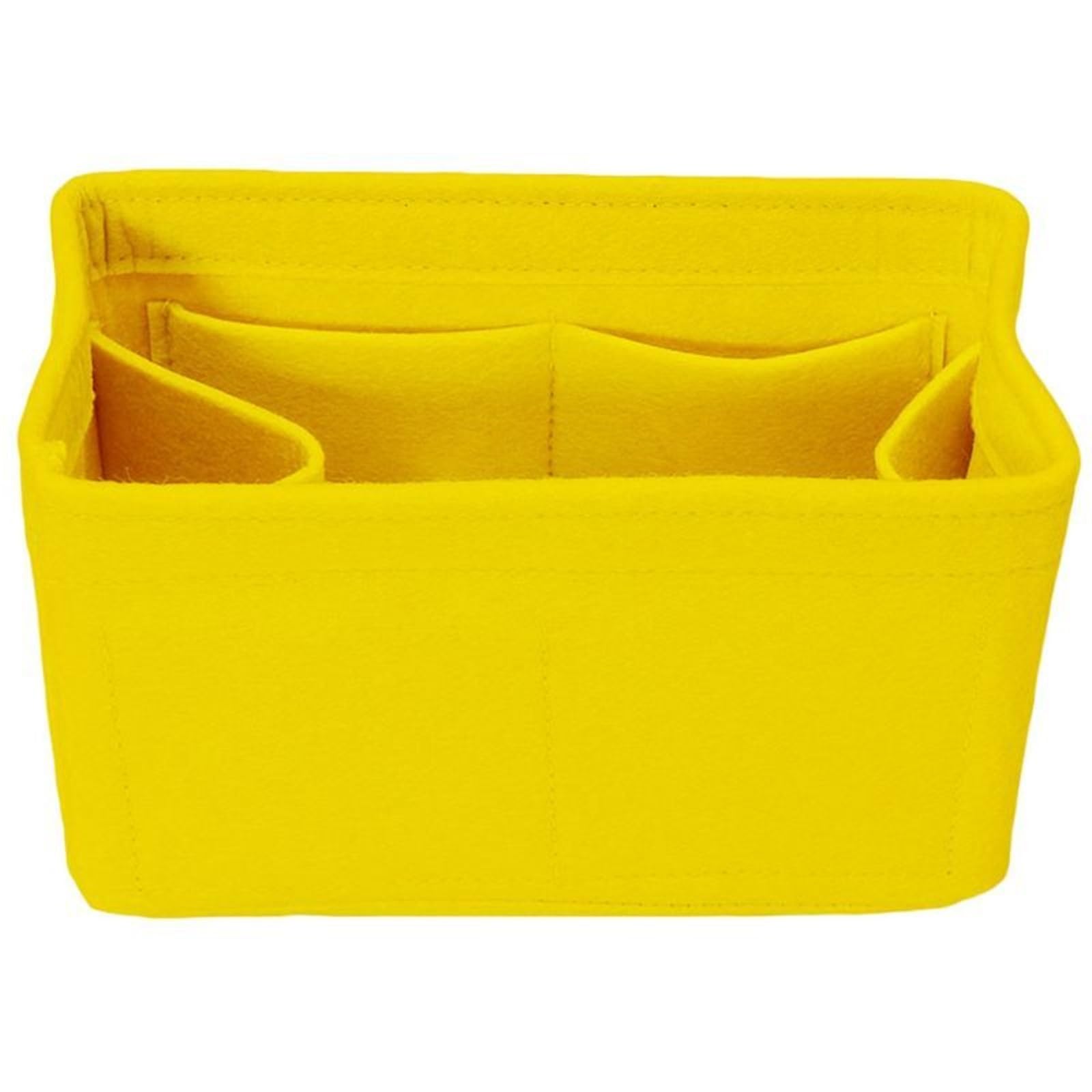 NJIEzhao Felt Handbag Insert Felt Purse Organizer With Compartments Padded Cosmetic Bag Portable Handbag Removable Liner(Yellow,M)