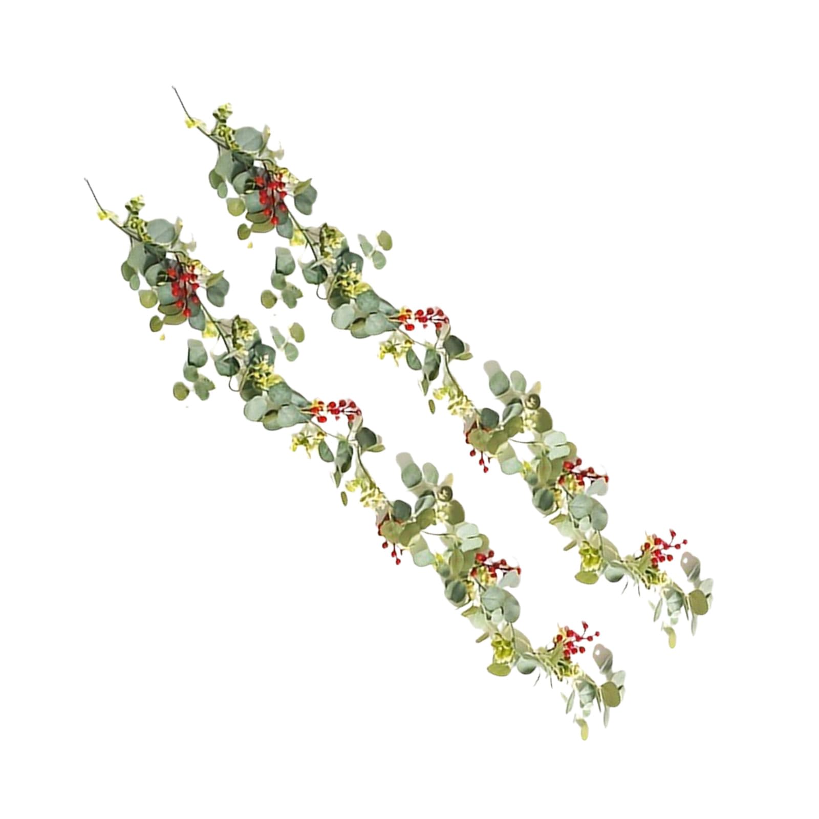 Xinsheinelry Realistic Faux Eucalyptuses Greeneries Garlands Silk Red Berries for Holiday Table Centerpieces Wall Decors Adjustable Silk Berries Vine Centerpieces