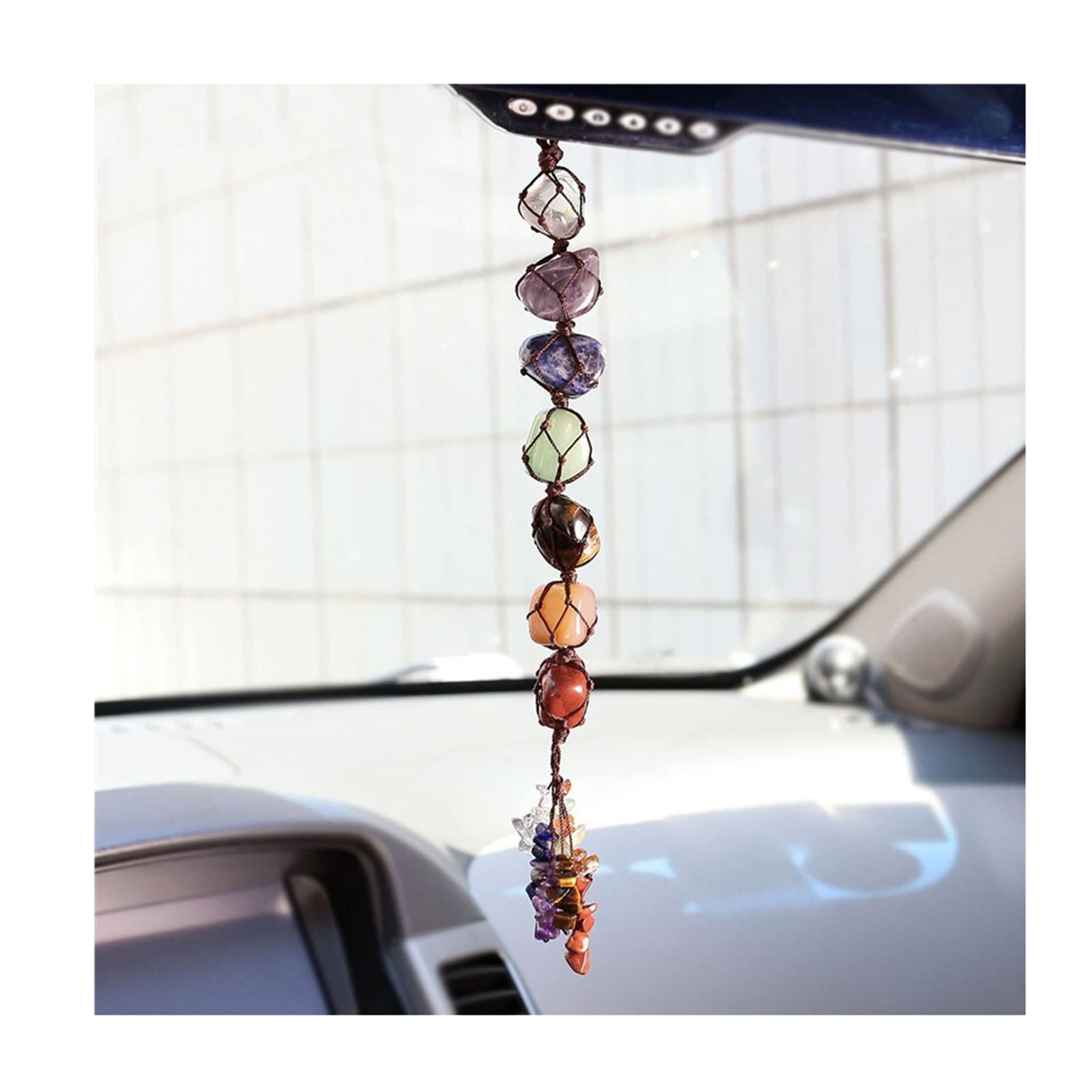 Ornement suspendu 7 chakra en pierre de cristal pour meditation et voiture