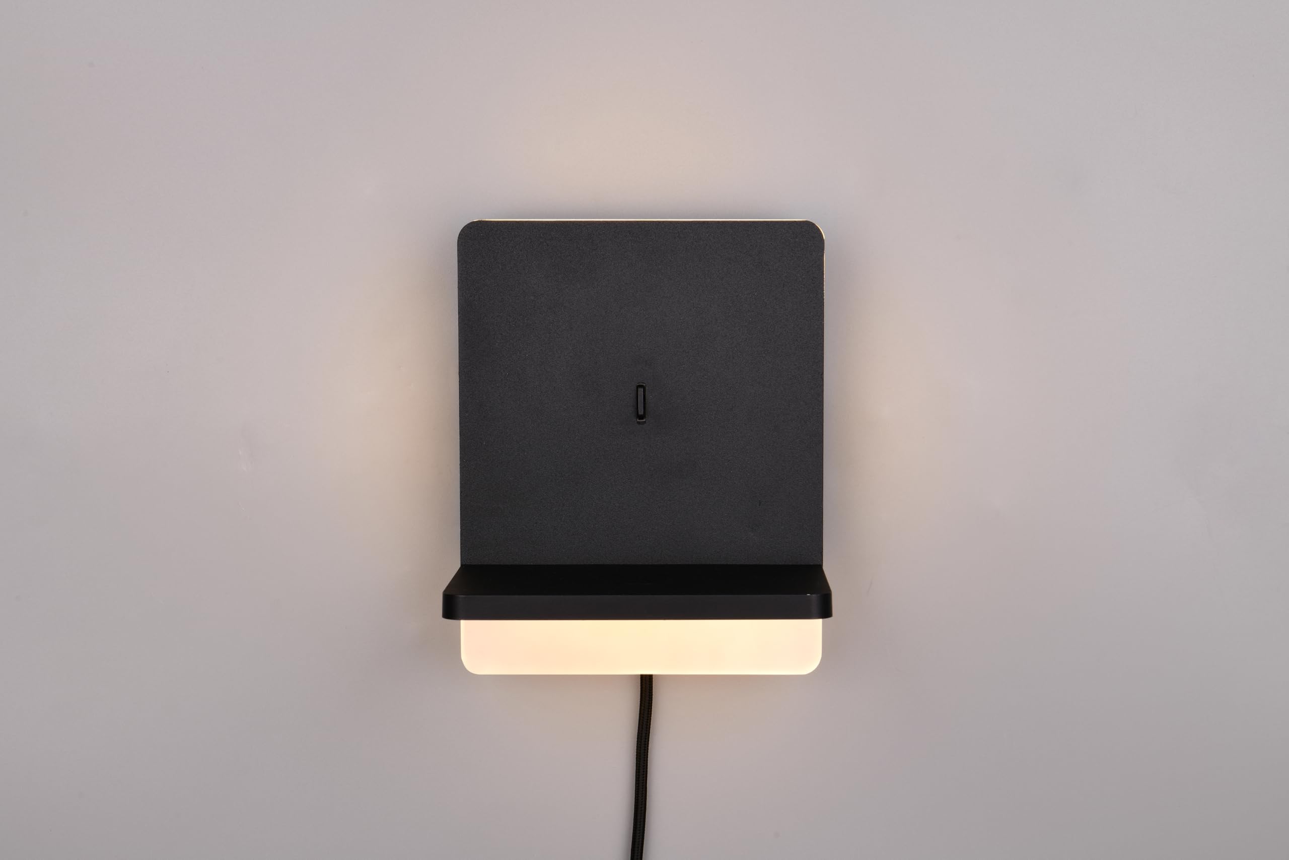 Trio Leuchten LED Wandleuchte Fairfield 248670132, Metall Schwarz matt, 9 Watt LED, induktives Ladefeld, USB Ladebuchse, dimmbar