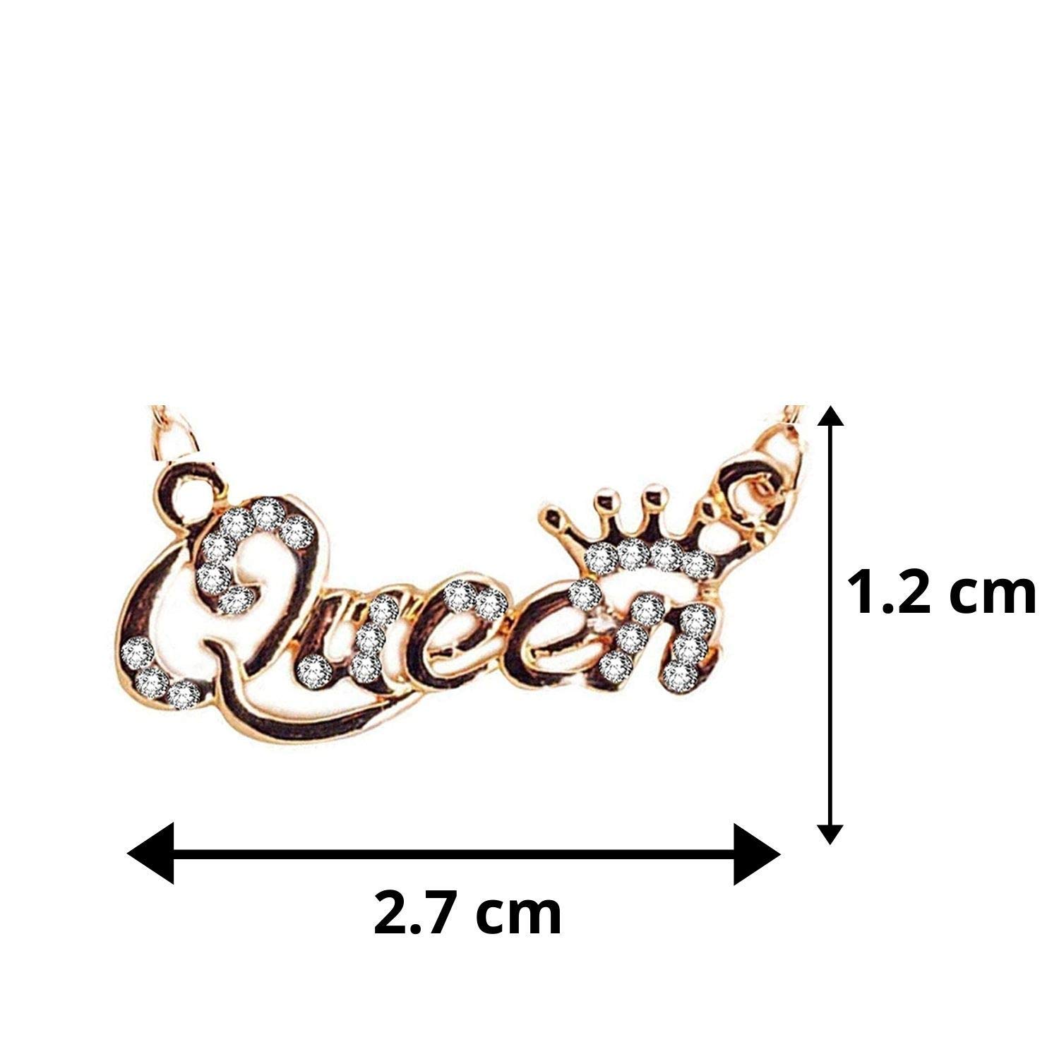 Om Jewells Valentine Crystal Jewellery Stylish Love Heart Beat and Gold Plated Queen Pendant for Women (CO1000295), Combo of 2 3