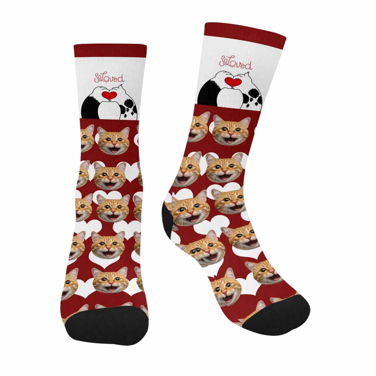 BestSocksCustom Personalized Photo Pet Face Socks Personalized Multiple Dog Face Crew Socks with Text Gift for Pet Lover