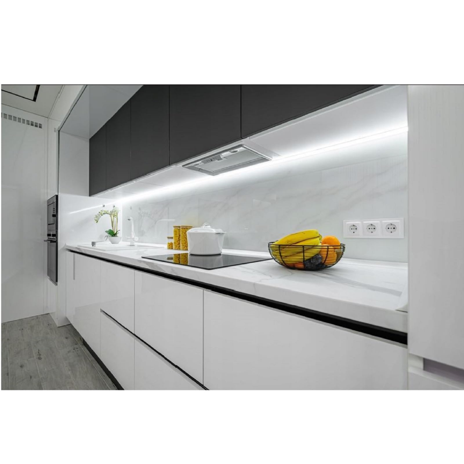 QLS LED Unterbauleuchte 120 cm 4000K mit Hand Sweep Sensor Neutralweiß | Ideal für Küche, Schränke und Regale, berührungslose Steuerung per Handbewegung, energiesparende 12V LED-Technologie