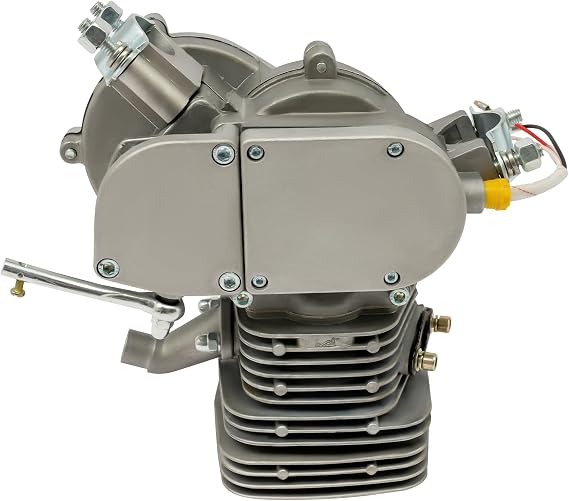 Upgrade 110CC Bicycle Engine Kit 2 Stroke Motorized Bike Kit Gasoline Powered Engine Motor Kit with CDI System Foot Pedal Start Bike Kit for 26/28 Bikes (Silver)