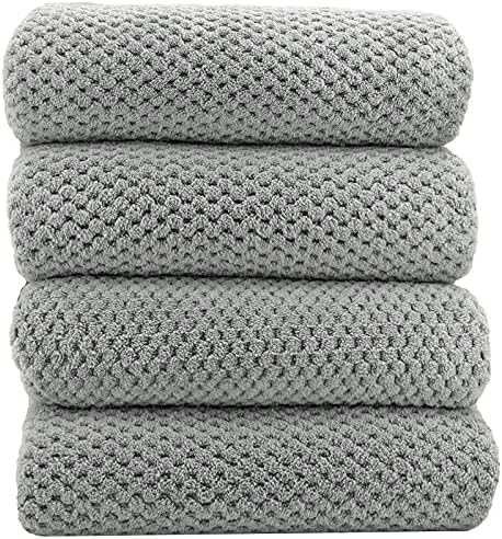 YTYC Towels,29x59 Inch Extra Large Bath Towels Sets for Bathroom 4 Piece Ultra Soft Highly Absorbent Quick Dry Towels Bathroom Sets Clearance Prime Fluffy Coral Waffle Microfiber Shower Towel(Grey,4)