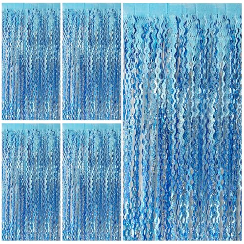 Tinsel Foil Fringe Curtains Wavy Backdrop for Parties Sparkle Metallic Wavy Foil Fringe Backdrop Curtain for Party Decorations Photo Booth Props for Birthday Graduation Wedding