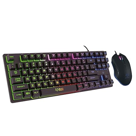 EvoFox X-Team Fireblade Gaming Keyboard Combo with Space-Saving TKL Design, Breathing LED Effects, Anti-ghosting Keys and 6 Button Mouse with up to 3200 DPI Setting (Wired, Black)
