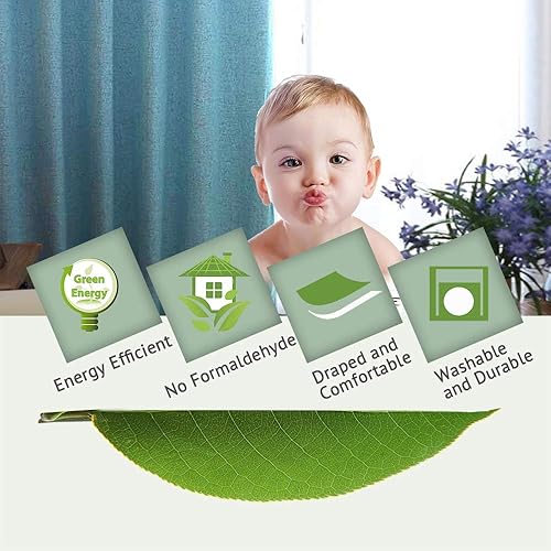 Miniatura 7 de H.VERSAILTEX - Cortinas 100% opacas con aislamiento térmico, texturizadas, de lino, con bloqueo de calor y luz completa, psala de estar y