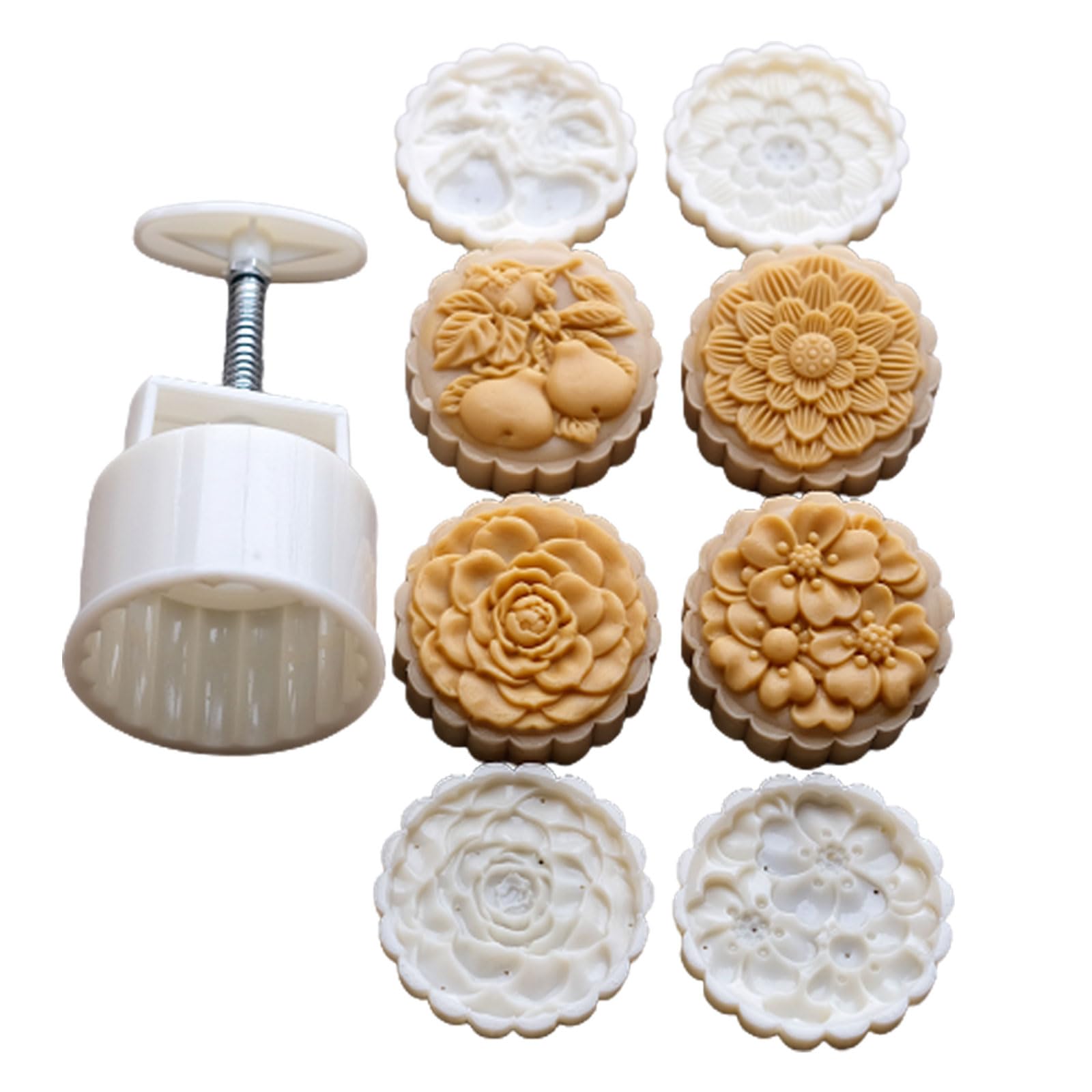 NEWFT Hand-Pressure Mold Flower Pattern Cookie Stamps Makers MidAutumn Festival Cookie Tool