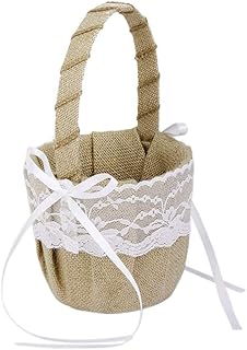 Mariage Panier de Fleurs Panier De Rangement, Tissé panier, dentelle de mariage Panier de fleurs bowknot Décoré satin fille fleur Panier de fleur de mariage Porte Pétale