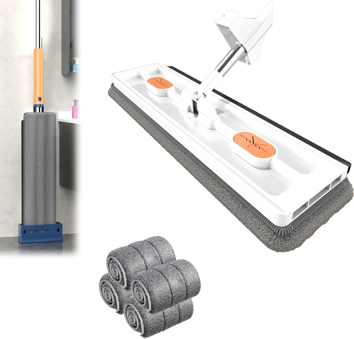 Large Flat Mop,SelfContained Dewatering Scraper Mop,360